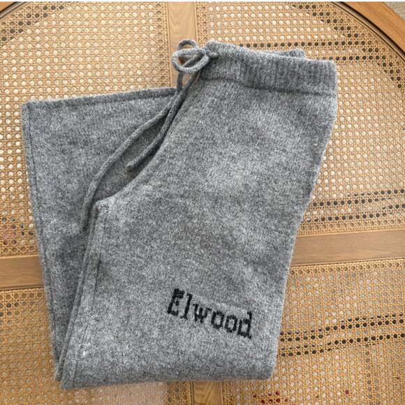 Mens ELWOOD Intarsia Logo Baggy Knit Sweatpants - Picture 1 of 15